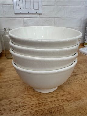 Over & Back Nestled White Ceramic Home Art Bowl - Made in Italy Set of 4